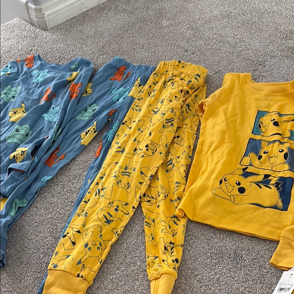 NWT Pokémon Yellow and Blue Pajama Sets size 6